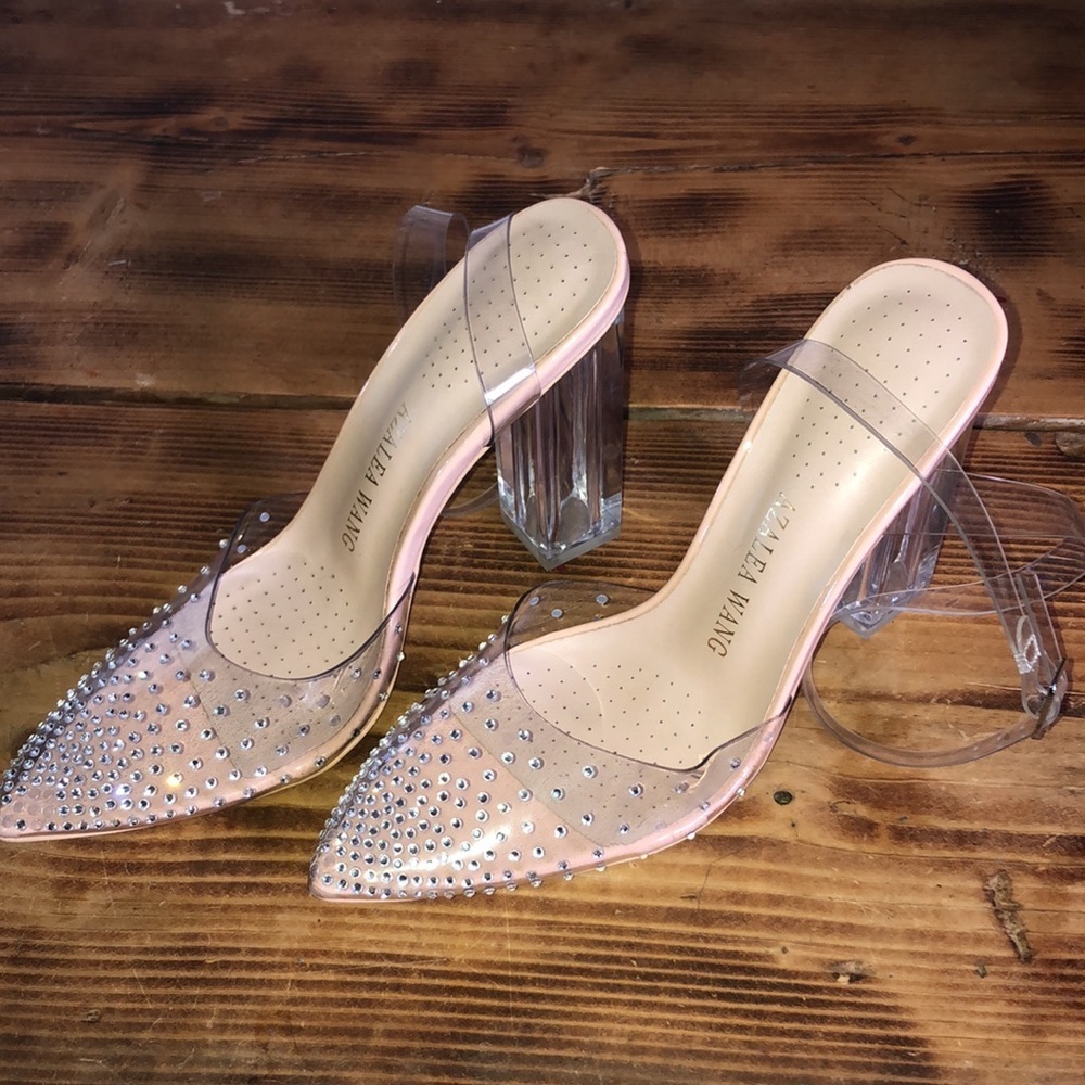 Azalea wang gamma nude PVC heels wedding heels formal wide heels 37 rhin… - Picture 4 of 13